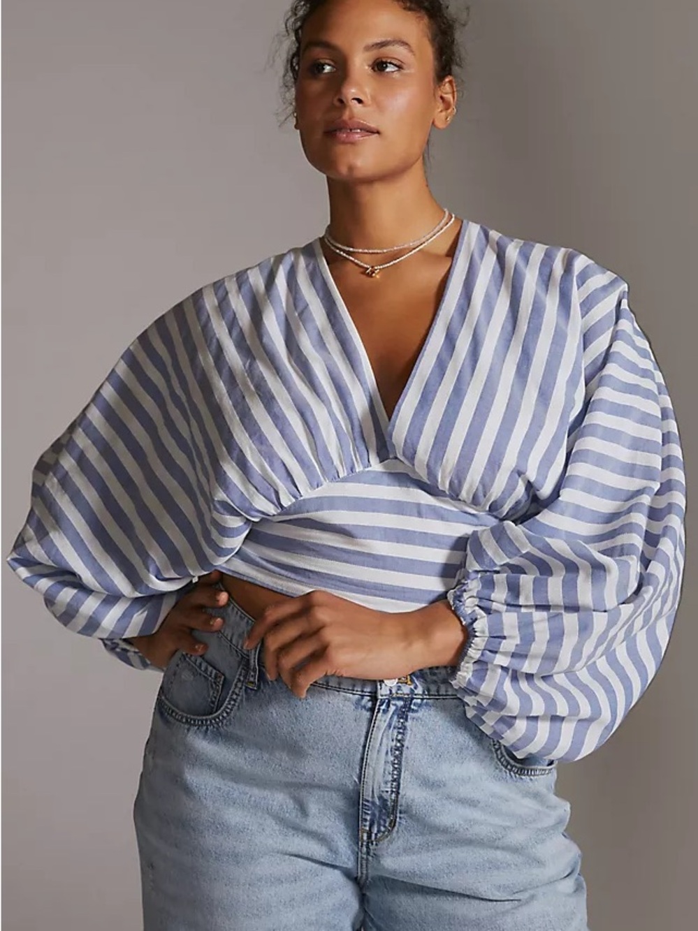 Anthropologie Dolan crop tie top with puffy sleeves